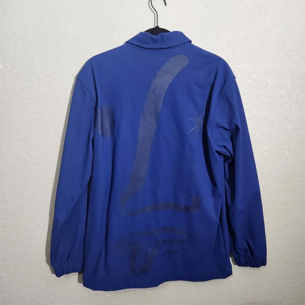 Zara Mens Blue Graphic Lightweight Jacket With Snap Buttons & Face Design